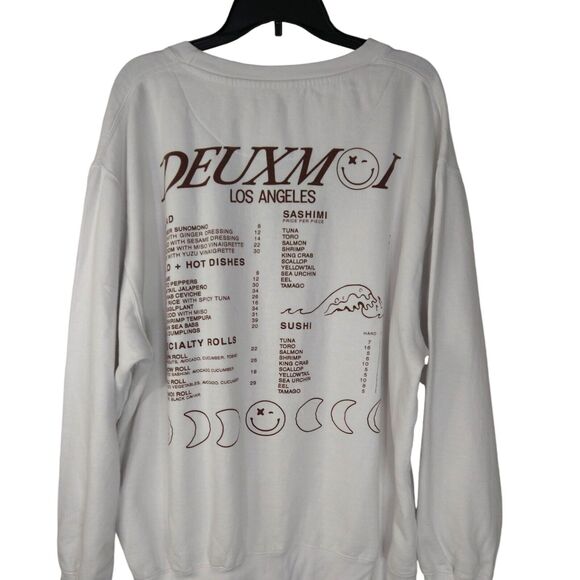 Deuxmerch Deuxmoi Sushi Bar Emoji Sweatshirt White Crewneck 3X Retro Graphic - Picture 6 of 8